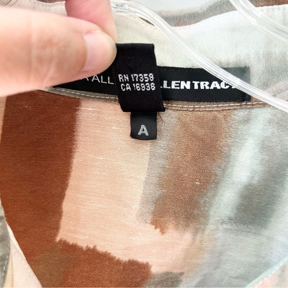 Linda Allard Ellen Tracy women’s linen silk blend button down watercolor blouse - Picture 4 of 9